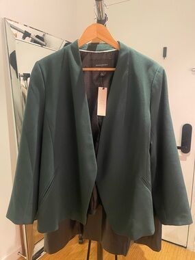 Banana Republic Dark Green Collarless Open Blazer